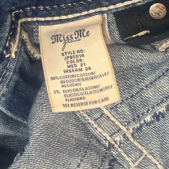 Miss Me Boyfriend Jeans Womens 29 Cropped 26 Inseam Bling Rhinestone Flap Pocket - Picture 3 of 6